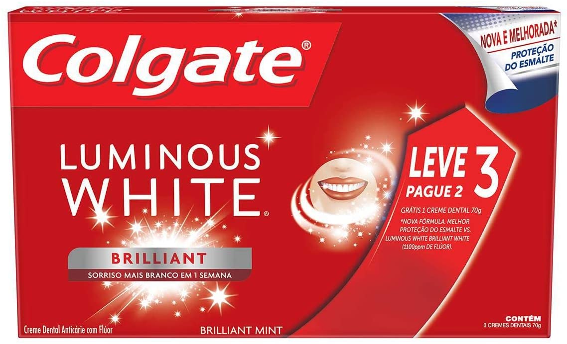 Creme Dental Colgate Luminous White Brilliant Mint 70G Promo Leve 3 Pague 2