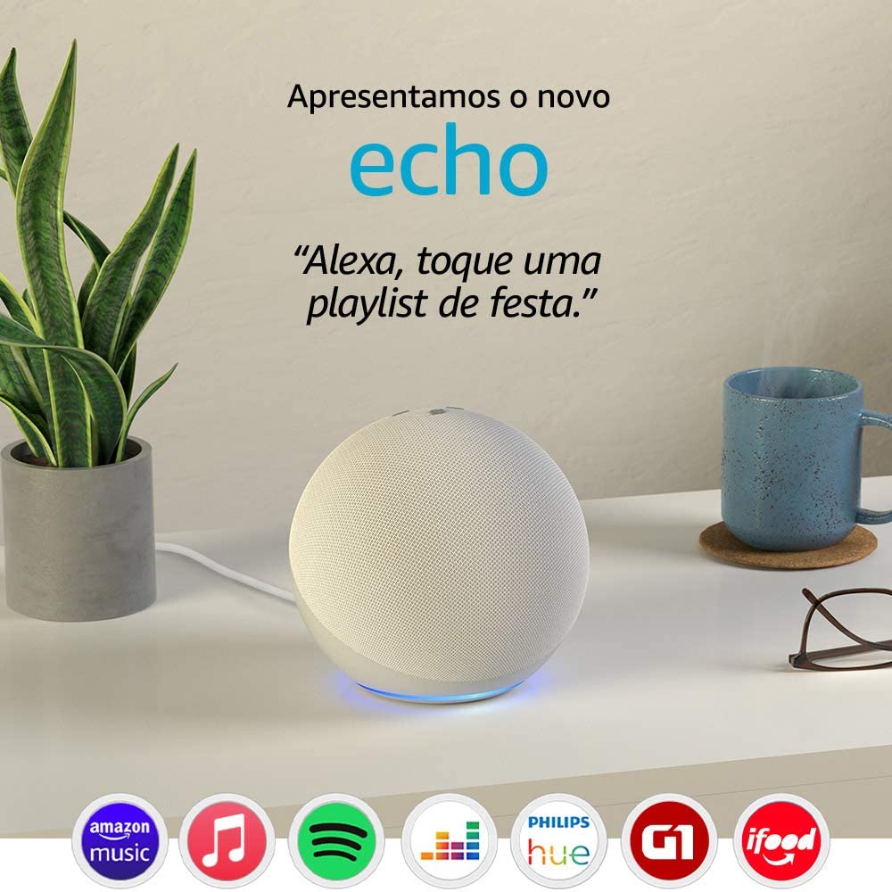 Novo Echo (4ª Geração): Com som premium, hub de casa inteligente e Alexa – Cor Branca