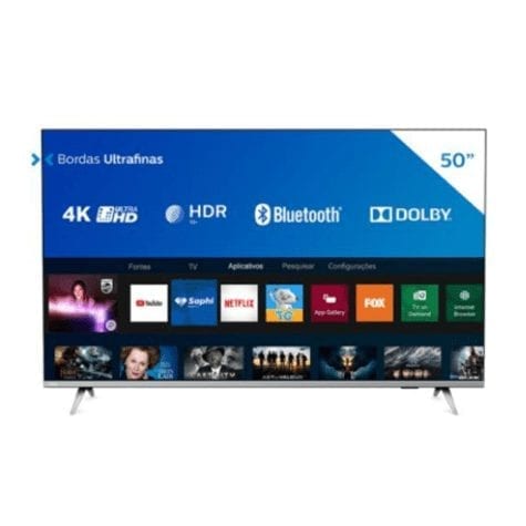 Smart TV LED 50″ Philips 50PUG6654/78 Ultra HD 4k Design sem Bordas Wi-fi Bluetooth 3 HDMI 2 USB