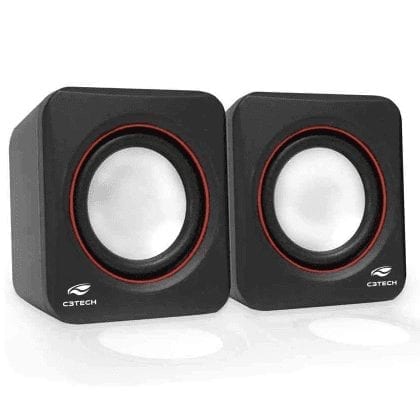 Speaker C3Tech SP-301 Preto – Sistema de audio 2.0 P2 Com Blindagem Eletromagnética alimentacao via porta USB