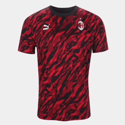 Camisa Milan Pré-Jogo 21/22 Puma Masculina – Vermelho+Preto