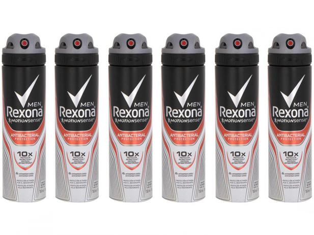 Kit Desodorante Rexona Antibacterial Protection – Aerossol Antitranspirante Masculino 150ml 6 Und