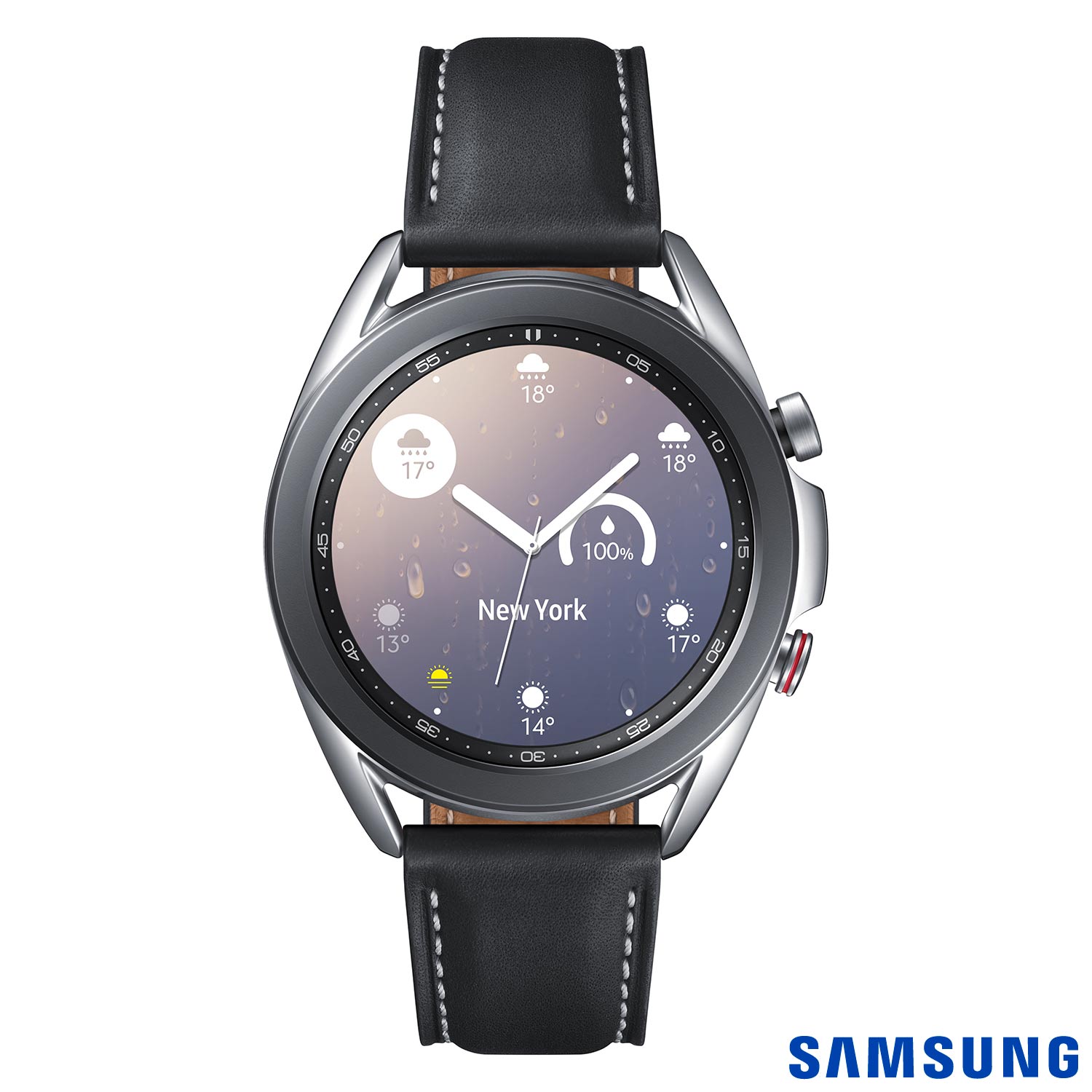 Galaxy Watch3 41mm Samsung Prata com 1,4″, Pulseira de Couro, Bluetooth, LTE e 8GB – SM-R855FZSPZTO