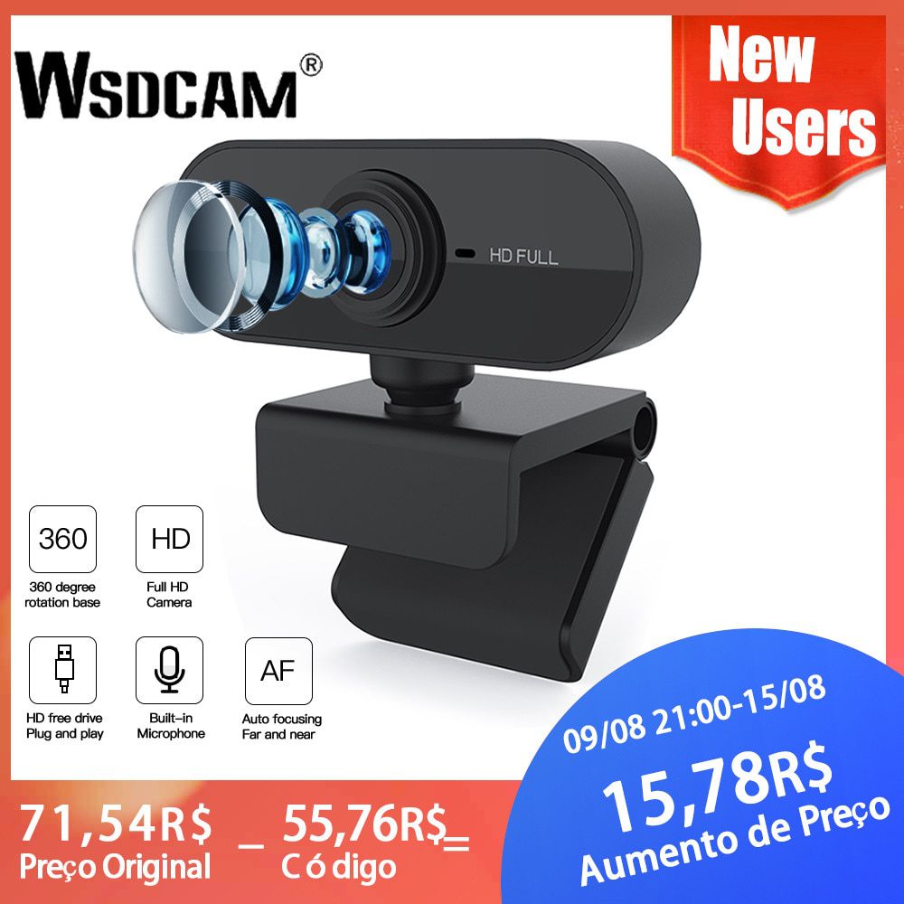 Web Cam Full HD 1080P com Microfone