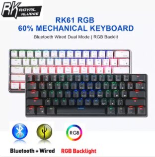 Teclado Mecânico 60% Royal Kludge RK61 Bluetooth Dual Mode RGB