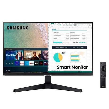 Smart Monitor 24″ Samsung LCD com Plataforma Tizen Tap View HDMI Bluetooth HDR Preto Série M5 – LS24AM506NLMZD