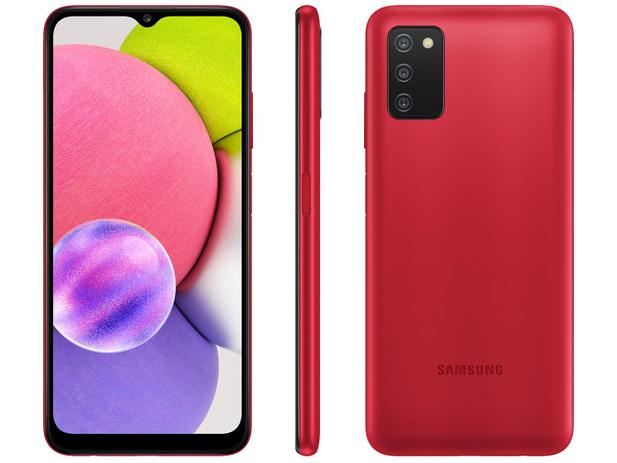 Smartphone Samsung Galaxy A03s 64GB Vermelho 4G – 4GB RAM Tela 6,5” Câm. Tripla + Selfie 5MP