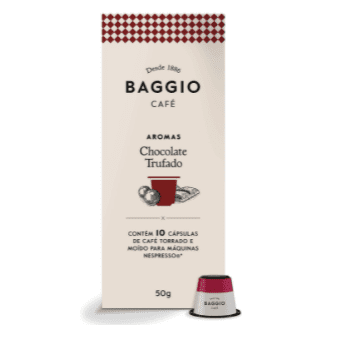 Cápsulas de Café Aroma Chocolate Trufado Baggio Café, compatível com Nespresso, contém 10 cápsulas