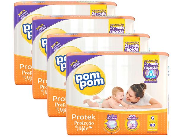 Kit Fraldas Pom Pom Protek Proteção de Mãe – Tam. G 40 Und cada 4 Pacotes