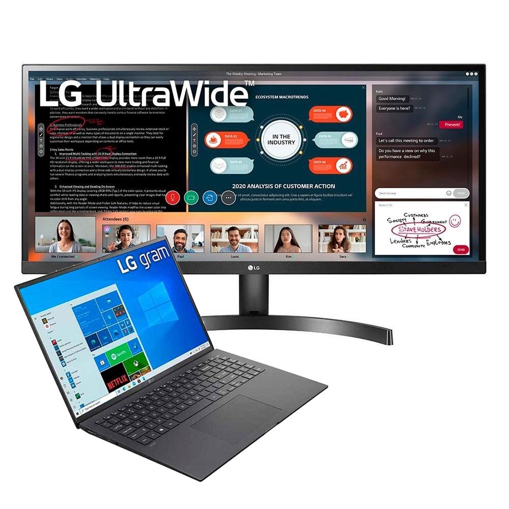 KIT LG – Notebook Gram Intel Core i7-1165G7 16GB 256GB SSD Windows 10 Home + Monitor IPS 29′ Ultrawide HDMI HDR FreeSync