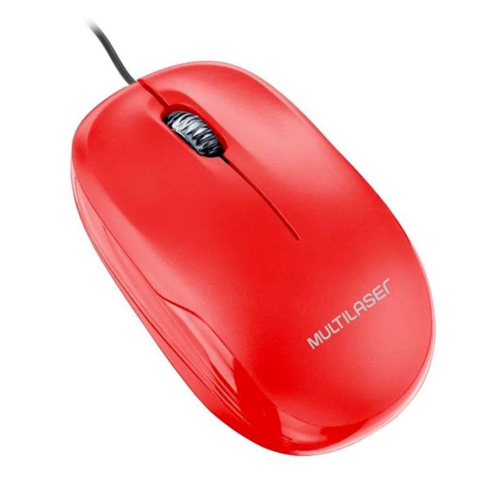 Mouse Óptico Multilaser Vermelho – MO292