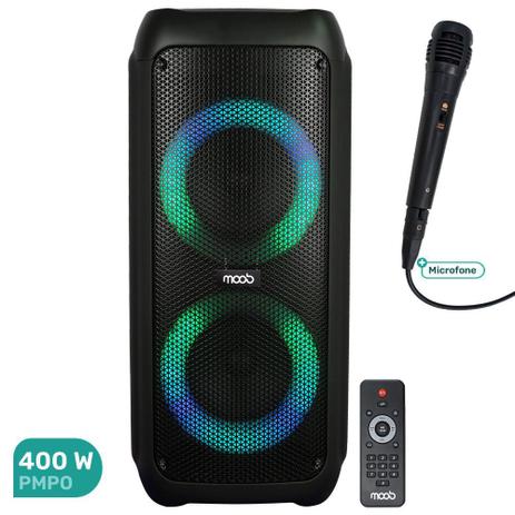 Caixa De Som Acústica Amplificada Moob 400w Com Bluetooth Tws, Microfone, Usb E Entrada De Guitarra