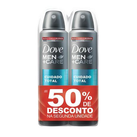 Desodorante Dove Men + Care Cuidado Total Aerosol 50% de Desconto na Segunda Unidade 150ml cada