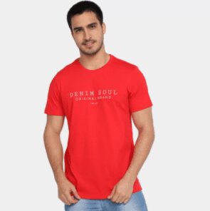 Camiseta Colcci Denin Soul Original Brand Masculina – Vermelho