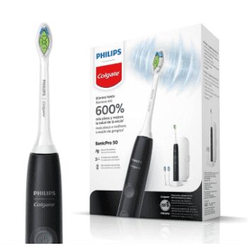 Escova de dente Elétrica Philips Colgate SonicPro 50 recarregável bivolt, Branco e Preto