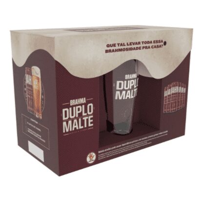 Kit Cerveja Brahma Duplo Malte – 6 Latas 350ml + 1 Copo Brahma 350ml