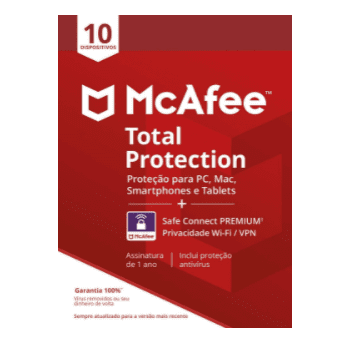 McAfee Total Protection 10 + VPN – Antivírus – Programa premiado de proteção contra ameaças digitais multi dispositivo – 10dispositivos – Cartão