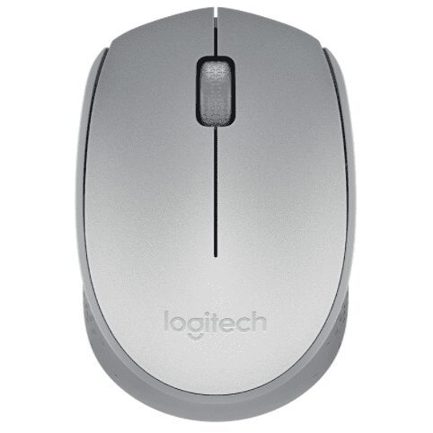 Mouse sem fio Logitech M170 com Design Ambidestro Compacto, Conexão USB e Pilha Inclusa – Prata