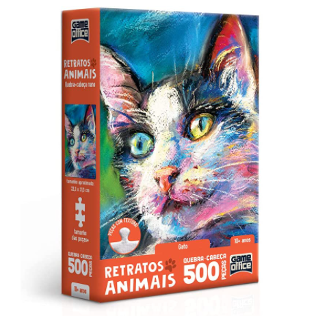 Retratos Animais! – Gato – Quebra-cabeça – 500 peças nano, Toyster Brinquedos, Multicolorido