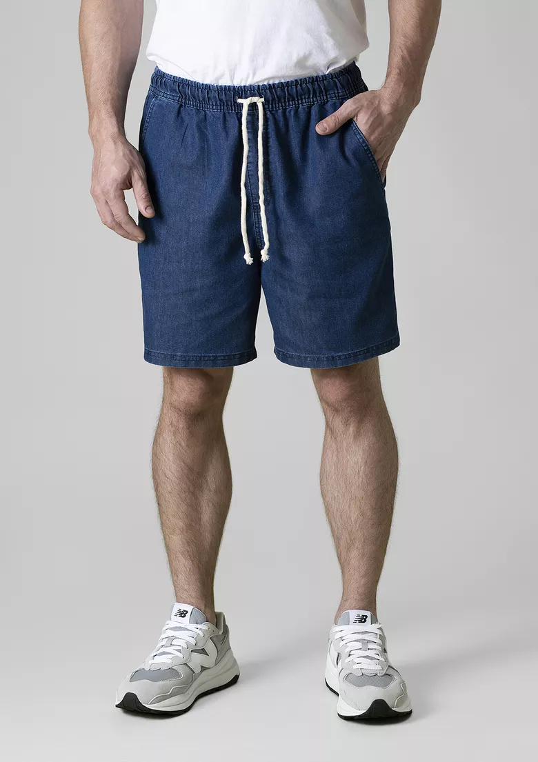 Shorts Jeans Masculino Com Cadarço – Azul