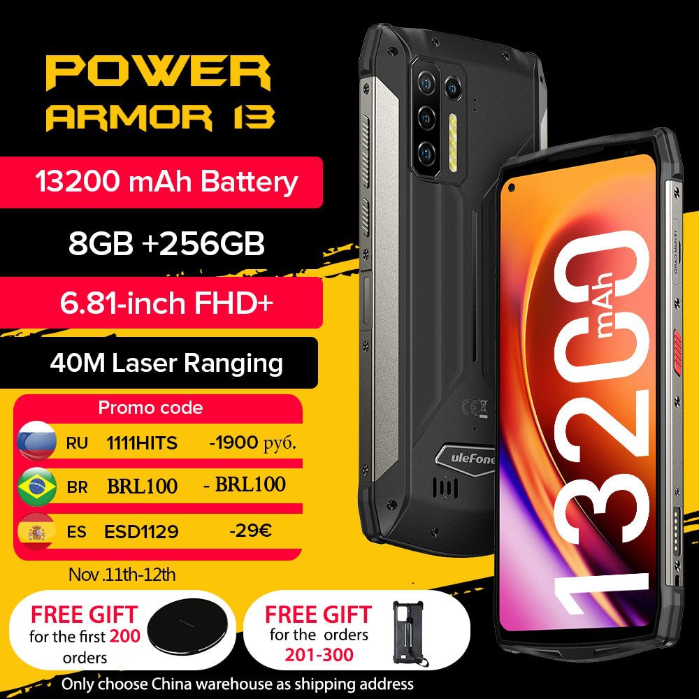Smartphone Ulefone Power Armor 13 256GB 13200mah 8GB RAM Tela 6.8″