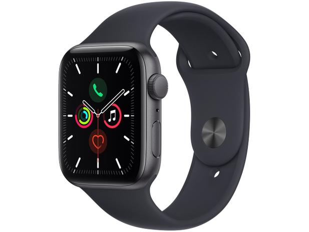 Apple Watch SE 44mm Caixa Cinza-Espacial – Alumínio GPS Pulseira Esportiva Meia-Noite