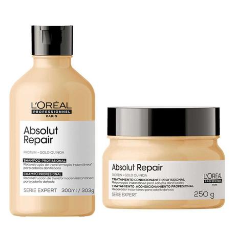LOréal Professionnel Absolut Repair Gold Quinoa + Protein Kit – Shampoo + Máscara – L’Oréal Professionnel