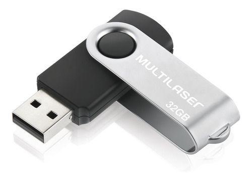 Multilaser – PD589 Pen Drive Twist 2.0 32GB USB Leitura 10MB/s e Gravação 3MB/s Preto