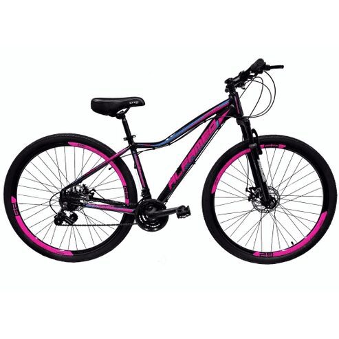 Bicicleta Aro 29 Alfameq Pandora Shimano Disc Susp Aluminio Preto/Pink