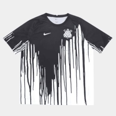 Camisa Corinthians Pré-Jogo Nike Masculina – Branco+Preto