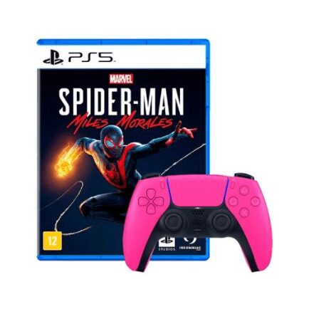 Kit Controle Sem Fio Sony PS5, DualSense, Nova Pink + Jogo Marvel´s Spider-Man: Miles Morales PS5