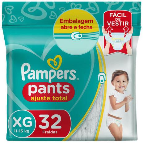 Fralda Pampers Pants Ajuste Total Tamanho XG com 32 Fraldas Descartáveis
