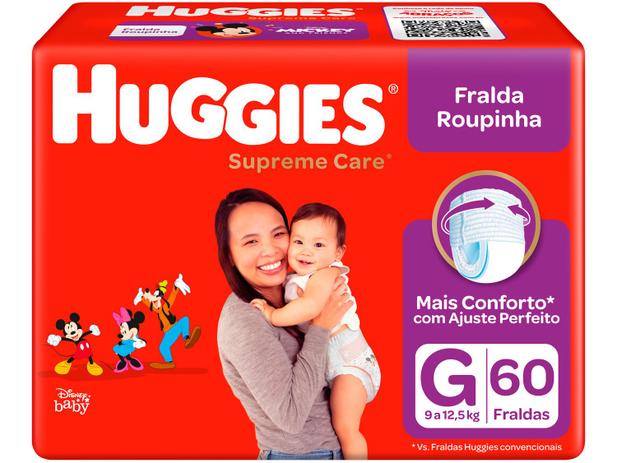 Fralda Huggies Supreme Care – Roupinha Tam. G 9 a 12,5kg 60 Unidades
