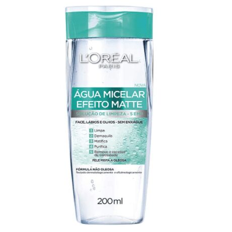 Água Micelar Efeito Matte L’Oréal Paris Solução de Limpeza Facial, 200ml
