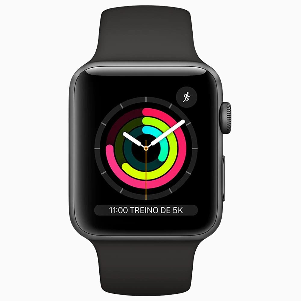 Apple Watch Series 3 (GPS) – 42 mm – Caixa cinza-espacial de alumínio com pulseira esportiva preta