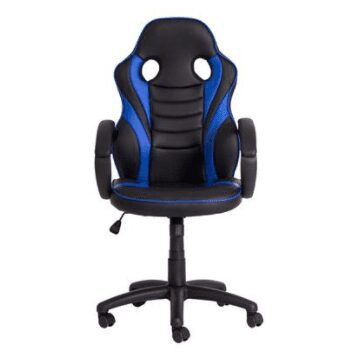 Cadeira Gamer Fx Racer Pu, Reclinável, Giratória, Preta Com Azul, Altura Ajustável e Função Relax