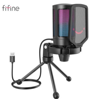 Microfone Gamer Fifine Ampligame USB RGB 192KHz PC/PS4/PS5/MAC