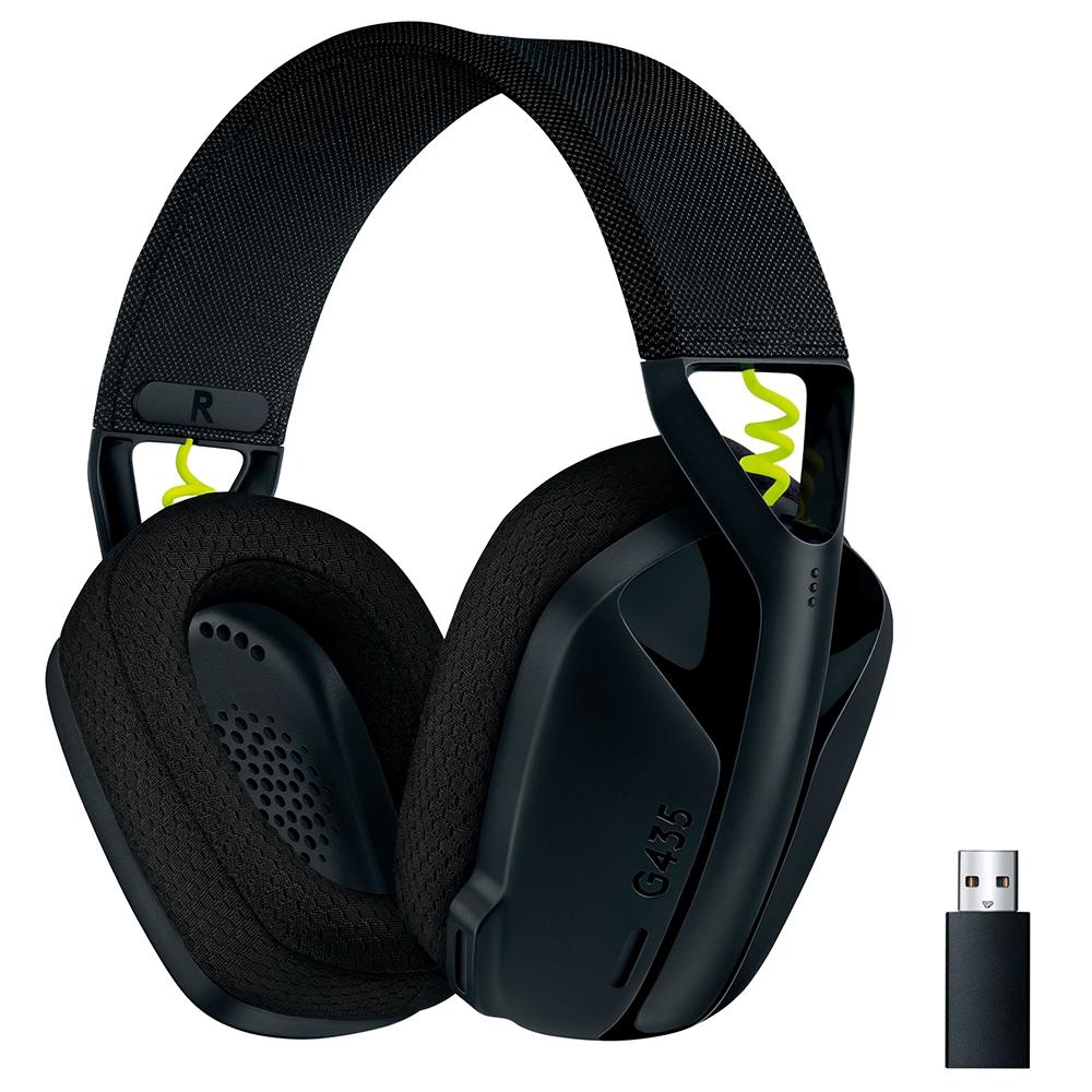 Headset Gamer Sem Fio Logitech G435, Lightspeed e Bluetooth, Dolby Atmos, USB, PC, PS4, PS5, Mobile, Drivers 40mm, Preto – 981-001049