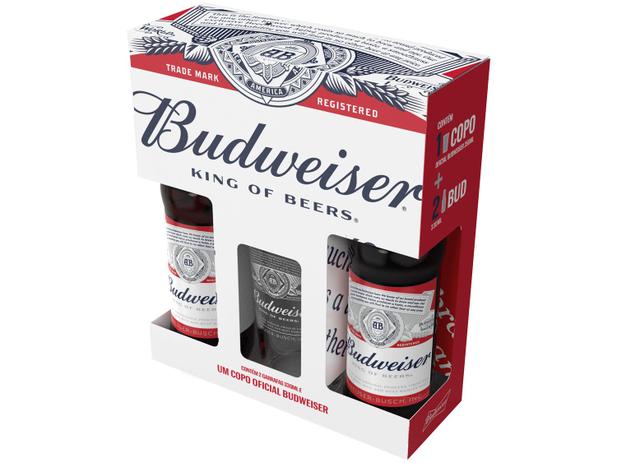 Kit Cerveja Budweiser 2 Unidades 330ml – com Copo