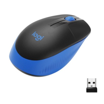 Mouse sem fio Logitech M190 com Design Ambidestro de Tamanho Padrão, Conexão USB e Pilha Inclusa – Azul