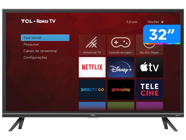 Smart TV 32” HD LED TCL 32RS520 VA – 32RS520 Wi-Fi 3 HDMI 1 USB