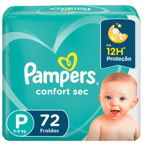 Fralda Pampers Confort Sec P – 72 fraldas