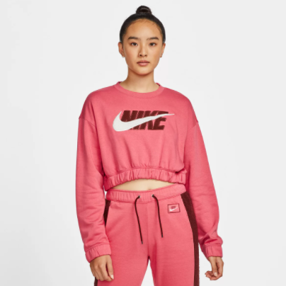 Moletom Nike Icon Clash Crew Feminino – Pink+Branco