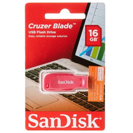 Pen Drive 16GB USB 2.0 Cruzer Blade Rosa – SanDisk