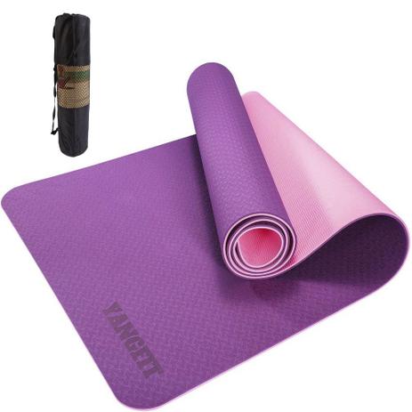 Tapete Yoga Mat Pilates Exercícios TPE 6mm Com Bolsa Yangfit – Rosa+Lilás