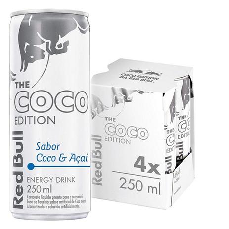 Energético Red Bull Energy Drink Coco e Açaí editon 250ml (4 latas)