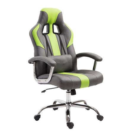 Cadeira Gamer Dinamarca Cinza com Verde – Mobly