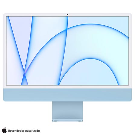 iMac 24″, Tela Retina 4.5K Apple, Processador M1 (8GB RAM, 256GB SSD) – Azul