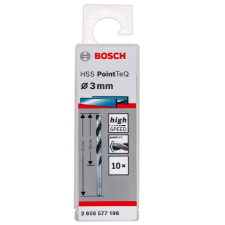 Brocas Metal Bosch Aço Rápido HSS-PointTeQ 3,0mm