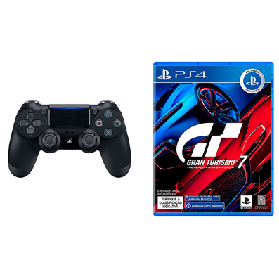 Controle Sem Fio Dualshock 4 Preto + Game Gran Turismo 7 Edicao Standard – PS4